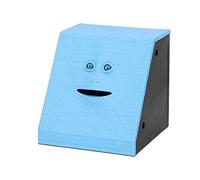 Youngine Novelty Face Bank Coin Eating Savings Bank Kids Money Saving Collection Piggy Bank (Blue Brick)