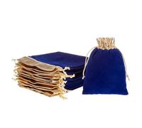 YoungJewl 30Pcs Blue Velvet Bags with Drawstrings Gold Trim Velvet Jewelry Pouches for Jewelry Wedding Candy Birthday Christmas Gift bags 3 sizes mixed,(2.8"x3.6",4"x4.8",4.8"x6")