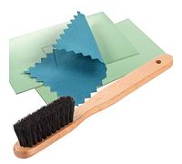 YoungJoy 3 Pcs Horsehair Brush Detailing Set - Cleaning Brushes Silver Care Kit With Polishing Cloth (Set A)