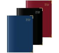Youngland A4 Page a Day Classic Luxury Diary | Assorted Colors - Black, Navy Blue & Burgundy | Binding (Navy Blue)