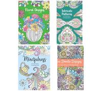 Youngland® Anti-Stress Colouring Books Pack of 4 - Zen Doodle, Mindfulness, Floral & Patterns Designs | Relaxing Colour Therapy