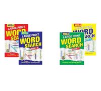 Youngland Mega Large Print Word Search Book Pack of 4 | Easy-to-Read Puzzle Collection for Adults & Seniors | 4 Types of Brain Games for Relaxation, Focus & Memory