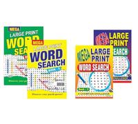 Youngland Mega Large Print Word Search Book Pack of 4 | Easy-to-Read Puzzle Collection for Adults & Seniors | 4 Types of Brain Games for Relaxation, Focus & Memory