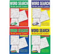 Youngland Pack of 4 Word Search Puzzle Books - 4 A4 Squiggle Editions | 100+ Puzzles Each | Ideal Brain Activity for Kids, Adults & Seniors | Travel-Friendly