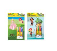 Youngland Pirates and Princess Activity Packs with 6 Fibre Pens Kids Arts & Crafts Set Creative Drawing, Colouring & Fun Activity Kit for Children