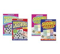 Youngland Sudoku & Crossword Collection 2-in-1 Puzzle with Logic & Word Puzzles Large Print, Easy to Hard Puzzles for Relaxation & Memory Boost Pack of 4.