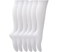 Youngly 6 Pairs of Cotton Lycra Plain Knee High Socks Extra Long Smooth Socks for Women & Girls Knitted UK Size 9-12