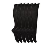 Youngly 6 Pairs of Cotton Lycra Plain Knee High Socks Extra Long Smooth Socks for Women & Girls Knitted UK Size 4-6