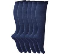 Youngly 6 Pairs of Cotton Lycra Plain Knee High Socks Extra Long Smooth Socks for Women & Girls Knitted UK Size 9-12