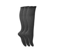 Youngly Knee High Socks for Women & Men 3 Pairs, Combed Cotton, Seamless Toe, Breathable Unisex Long Socks - Casual & Comfortable, Knee-High Length 4-6 (UK, Numeric, 4, 6, Regular, Regular, Grey)
