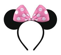 Youngly® Minnie Mouse Ears Headband - Red Bow & Polka Dot Alice Band - Girls Costume Party Accessories, Fancy Dress, Mickey Mouse Theme Birthday, Halloween
