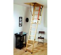 YOUNGMAN ECO S LINE TIMBER/ WOODEN FOLDING LOFT LADDER & HATCH C/W HANDRAIL