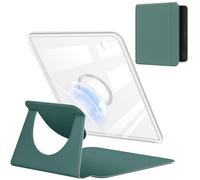 YoungMe 360 Degree Rotating Case for 7" Kobo Libra Colour 2024 Released, Detachable Magnetic Design Protective Adjustable Stand Cover Clear Back with Auto Sleep/Wake (Dark Green)