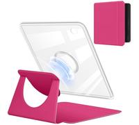 YoungMe 360 Degree Rotating Case for 7" Kobo Libra Colour 2024 Released, Detachable Magnetic Design Protective Adjustable Stand Cover Clear Back with Auto Sleep/Wake (Raspberry)