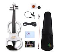 YoungMonic 16-Inch White Solid Wood Viola With Ebony Hardware With Brazilwood Bow, Lightweight Case, Cleaning Cloth And Rosin (01), EL5-4-MN