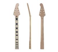 YoungMonic 24.75 Inch Mahogany Electric Guitar neck Replacement (C Profile) 22 Fret Maple Fretboard with Binding and Block Inlay Normal Nut, 55-56mm Bolt-On Heel Guitar Parts Unfinished (Style 1)