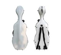 YoungMonic 4/4 Full Size Cello Case Carbon Fiber Stripe,Braided or Brushed Cello Box Lightweight Colourful Case with Strong Strap Cello Bag (White Stripe), case-74 MN