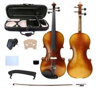 YoungMonic 4/4 Handmade Scale Superior Electric Violin with Fashioned From Tiger Flame Maple and Ebony Parts Comes Complete with Case and Bow (Ebony Button Small Flame Maple Pattern)
