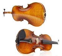 YoungMonic 4/4 Handmade Scale Superior Electric Violin with Fashioned From Tiger Flame Maple and Ebony Parts Comes Complete with Case and Bow (Ebony Button Flame Maple Big Pattern)