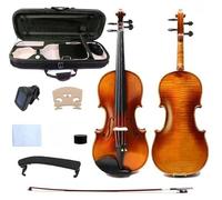 YoungMonic 4/4 Handmade Scale Superior Electric Violin with Fashioned From Tiger Flame Maple and Ebony Parts Comes Complete with Case and Bow (Flame Maple Big Pattern)