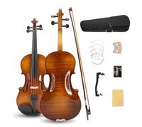 YoungMonic 4/4 Violin Kit Maple Neck Linden Solid Plywood Body High-Gloss Finish Violin with Shoulder Rest Bow Bridge Black Case and Strings for Beginners Violin Players