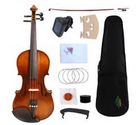 YoungMonic 4/4 Violin Outfit Full Size Handmade Violins for Student beginner - Carrying Case and Accessories - Solid Maple and Spruce Wood Ebony Fittings (1/2)