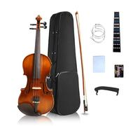 YoungMonic 4/4 Violin Outfit Full Size Handmade Violins for Student beginner - Carrying Case and Accessories - Solid Maple and Spruce Wood Ebony Fittings (3/4)