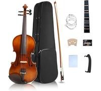 YoungMonic 4 String 3/4 Violin Kit, Handcrafted Acoustic Violin with Maple-Spruce Wood & Ebony Fittings, Complete Set for Beginner Kids Ages 9-12