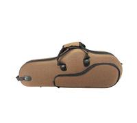 YoungMonic Alto Saxophone Backpack Case, Brown Nylon Hard Lightweight Shockproof Gig Bag with Detachable Strap, Double Handles & External Accessory Pocket, Padded Compartment Interior