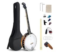 YoungMonic Banjo 5 String Full Size Banjos Set with Resonator Beginner Banjo Kit with Closed Back wtih Bridge Strings Starp Finger Picks Case for Adults Beginner