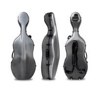 YoungMonic Black Advance 4/4 Full Size Cello Case Carbon Fiber Cello Box with wheels/no wheels Strong Light Cello Bag(1-2 minor scratches), Black, Classic