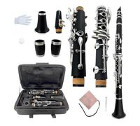YoungMonic Black Ebonite C Key Clarinet with Nickel-Plated Keys, Carry Bag & Care Kit Professional 17 Keys C Tuning Clarinet with 2 Barrels for Beginners & Orchestras Includes Reeds and Mouthpiece(k2)
