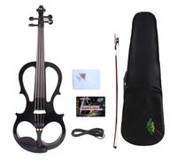YoungMonic Black Electric Viola 4/4 Full Size Silent Viola Set For Beginner Adults Teens, Solid Wood Quite Viola With Ebony Fittings, Beginner Kit Gifts (01)