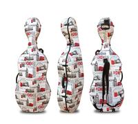 YoungMonic Cello Case 4/4 Full Size Carbon Fiber Cello Box with Wheels & Embedded Handle Hard Shell Lightweight Backstrap Portable Cello Accessories (England Style)