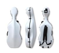 YoungMonic Cello Case 4/4 Full Size Carbon Fiber Cello Box with Wheels & Embedded Handle Hard Shell Lightweight Backstrap Portable Cello Accessories (White01)