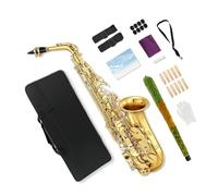 YoungMonic - E flat alto saxophone for adults and students - Starter kit with mouthpiece, carrying case and 10 reeds (gold)