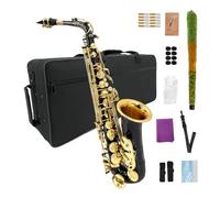 YoungMonic E Flat Saxophone for Beginners Eb Alto Saxophone Electroplated with Hard Case Reeds Strap And Complete Accessories Set for Adults (Black)