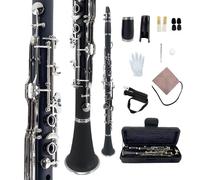 YoungMonic Ebonite G Clarinet in Black with Silver-Plated Keys - Complete Starter Kit with Padded Carry Bag, Mouthpiece, Reeds & Care Supplies(l1)