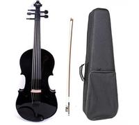 YoungMonic Full Size 5 Strings Viola Hand Made Maple Back and Spruce Wood Top Featuring Ebony Fittings with Carrying Case (16.5inch,black)