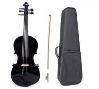 YoungMonic Full Size 5 Strings Viola Hand Made Maple Back and Spruce Wood Top Featuring Ebony Fittings with Carrying Case (16 inch,black)