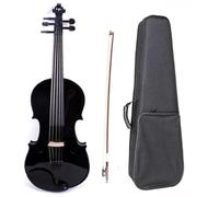 YoungMonic Full Size 5 Strings Viola Hand Made Maple Back and Spruce Wood Top Featuring Ebony Fittings with Carrying Case (15.5inch,black)