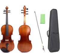 YoungMonic Full Size 5 Strings Viola Hand Made Maple Back and Spruce Wood Top Featuring Ebony Fittings with Carrying Case (15.5inch,brown)