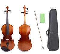 YoungMonic Full Size 5 Strings Viola Hand Made Maple Back and Spruce Wood Top Featuring Ebony Fittings with Carrying Case (16.5inch,brown)