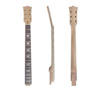 YoungMonic Mahogany Electric Guitar Neck 22 Frets 24.75 Inch Scale Rosewood Fretboard with Binding Normal Nut Set-In Heel Guitar Parts Replacement Unfinished (Burlywood with Trapezoid Inlay)