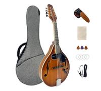 YoungMonic Mandolin Musical Instrument A Style E-Acoustic Mandolin Instrument Kit 8 String for Beginners Adults with Carrying Case Extra Strings Picks Cleaning Cloth