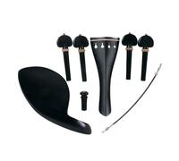 YoungMonic New 1set 4/4 Violin Kit Violin Peg Tailpiece Peg Chin Rest Fine Tuners Pernambuco/Ebony Wood/Rosewood/Snake Wood/Boxwood Violin Accessories (Ebony and boxwood Wood02)