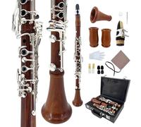 YoungMonic Rosewood Bb Clarinet with Silver Keys, Hard Case & Care Kit - Affordable Option for Beginners & Intermediate Learners, Perfect for Band Training & Home Practice Sessions(j1)
