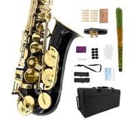 YoungMonic Saxophone E Flat, Alto Saxophone Eb Gold/Black Full Kit with Carrying Case & Accessories for Beginner