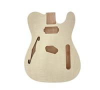 YoungMonic Semi-Hollow Electric Guitar Body, Mahogany with Flame Maple Top, F-Holes Bolt-On Neck Heel for Guitar Body, Unfinished DIY Project Replacement (Style 1)