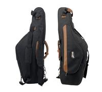 YoungMonic Tenor Saxophone Soft Case Black Nylon, Double Zippers with Anti-Collision Pad, Detachable Strap & Leather Handles, External Pocket, Lightweight Gig Bag for Easy to carry